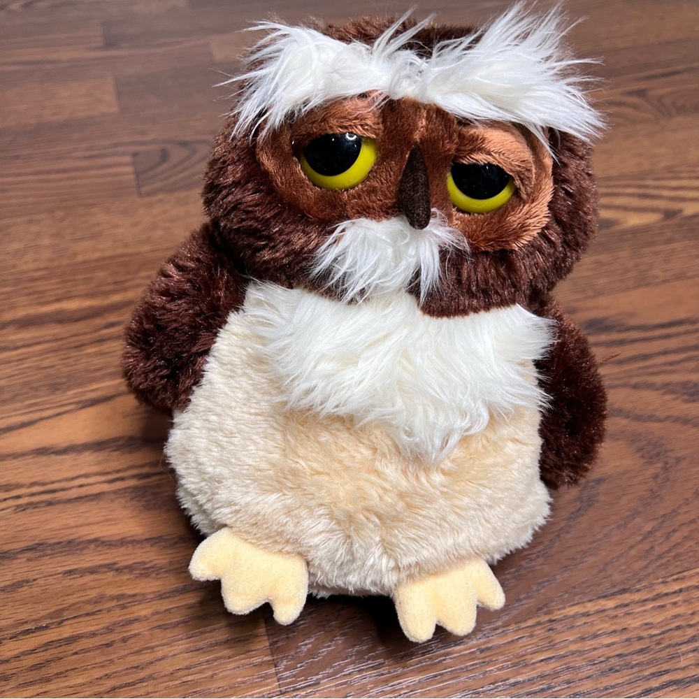 Aurora 9-inch owl fluffy plush stuffed brown and white plushie
